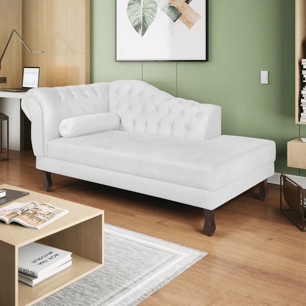 Recamier Diana 185cm Lado Direito Suede Branco - Amarena Móve