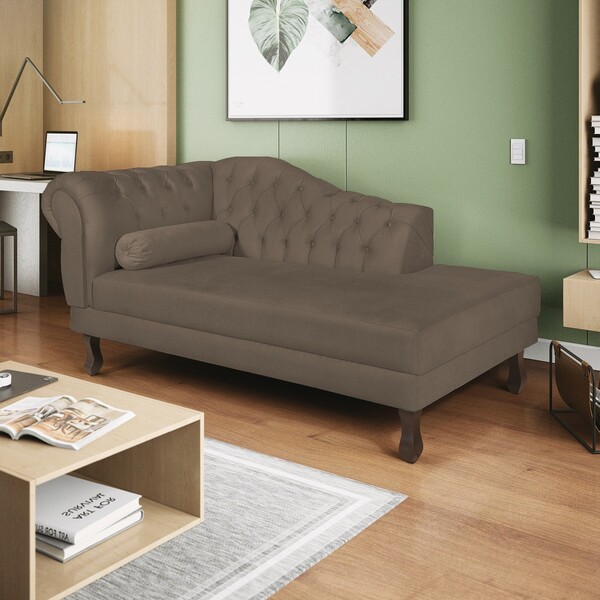 Recamier Diana 185cm Lado Direito Suede Marrom - Amarena Móve