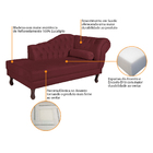 Recamier Diana 185cm Lado Esquerdo Suede Bordô - Amarena Móve