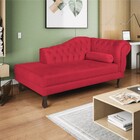 Recamier Diana 185cm Lado Esquerdo Suede Vermelho - Amarena M