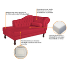 Recamier Diana 185cm Lado Esquerdo Suede Vermelho - Amarena M