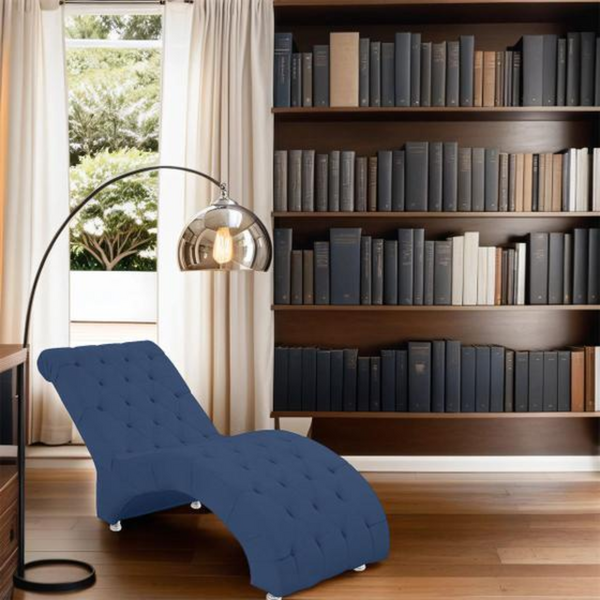 Recamier Divã Espreguiçadeira Sala Cliníca Leila Veludo Azul