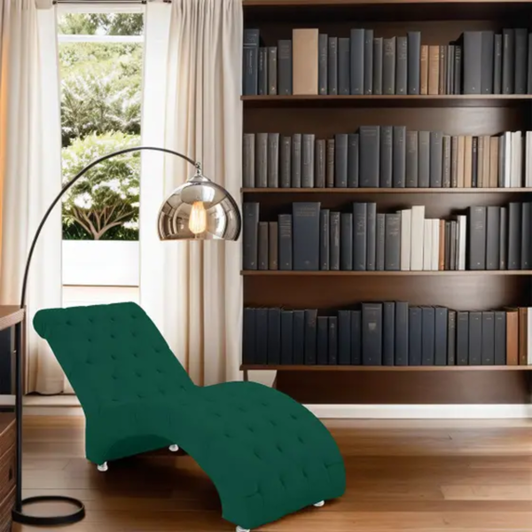 Recamier Divã Espreguiçadeira Sala Cliníca Vitória Suede Verde