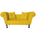 Recamier Divã Namoradeira Dubai Capitonê Suede Amarelo - Ds E