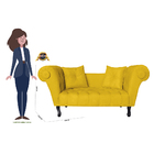 Recamier Divã Namoradeira Dubai Capitonê Suede Amarelo - Ds E