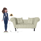 Recamier Divã Namoradeira Dubai Capitonê Suede Bege - Ds Esto