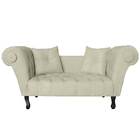 Recamier Divã Namoradeira Dubai Capitonê Suede Bege - Ds Esto