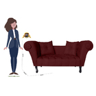 Recamier Divã Namoradeira Dubai Capitonê Suede Bordô - Ds Est