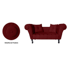 Recamier Divã Namoradeira Dubai Capitonê Suede Bordô - Ds Est