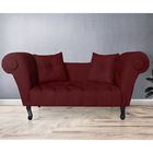 Recamier Divã Namoradeira Dubai Capitonê Suede Bordô - Ds Est