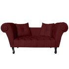 Recamier Divã Namoradeira Dubai Capitonê Suede Bordô - Ds Est