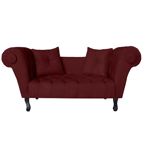 Recamier Divã Namoradeira Dubai Capitonê Suede Bordô - Ds Est