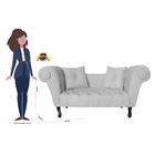 Recamier Divã Namoradeira Dubai Capitonê Suede Branco - Ds Es