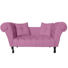 Recamier Divã Namoradeira Dubai Capitonê Suede Rosa - Ds Esto