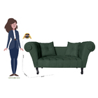 Recamier Divã Namoradeira Dubai Capitonê Suede Verde - Ds Est