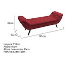 Recamier Divã Odessa P04 195 Cm Suede - Amarena Móveis - Verm