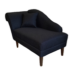 Recamier Divã Olivia 1 30cm Linho Preto - Dominic Decor