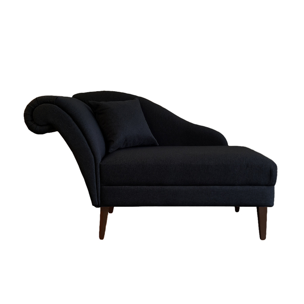Recamier Divã Olivia 1 30cm Linho Preto - Dominic Decor