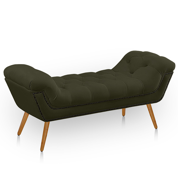 Recamier Estofada Casal King Size Ayla Veludo Chocolate