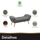 Recamier Estofada Casal King Size Ayla Veludo Cinza Claro