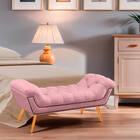 Recamier Estofada Casal King Size Ayla Veludo Rosa Bebe