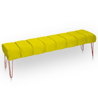 Recamier Estofada Casal King Size Luxo Veludo Amarelo