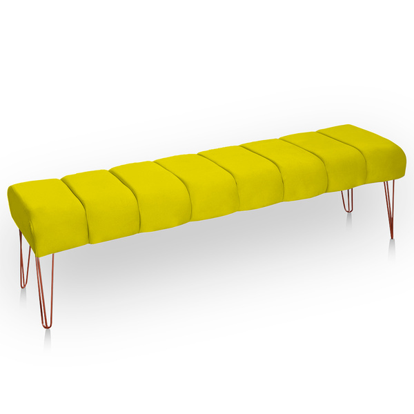 Recamier Estofada Casal King Size Luxo Veludo Amarelo