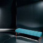 Recamier Estofada Casal King Size Luxo Veludo Azul Claro