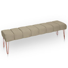 Recamier Estofada Casal King Size Luxo Veludo Bege Médio