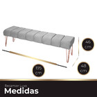 Recamier Estofada Casal King Size Luxo Veludo Cinza Claro