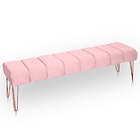 Recamier Estofada Casal King Size Luxo Veludo Rosa Bebe