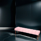 Recamier Estofada Casal King Size Luxo Veludo Rosa Bebe