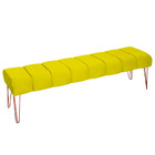 Recamier Estofada Casal Luxo Veludo Amarelo