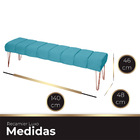 Recamier Estofada Casal Luxo Veludo Azul Claro