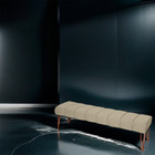 Recamier Estofada Casal Luxo Veludo Bege Médio