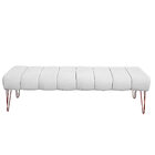 Recamier Estofada Casal Luxo Veludo Branco