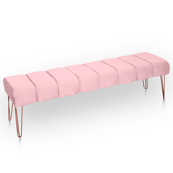 Recamier Estofada Casal Luxo Veludo Rosa Bebe