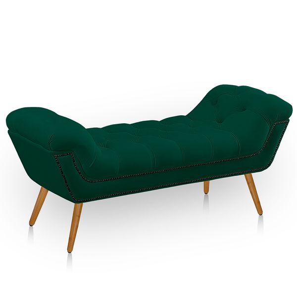 Recamier Estofada Casal Queen Ayla Veludo Verde Esmeralda