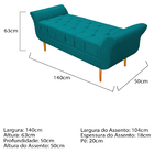 Recamier Estofado Ari 140 Cm Casal Suede Azul Turquesa - Amar