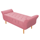 Recamier Estofado Ari 160 Cm Queen Size Suede Rosa Bebê - Ama