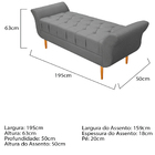 Recamier Estofado Ari 195 Cm King Size Suede Cinza - Amarena