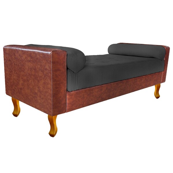 Recamier Félix Solteiro 100cm Corano Nozes E Linho Chumbo - A