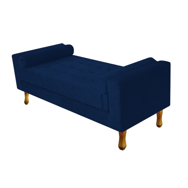 Recamier Félix Solteiro 100cm Suede Azul Marinho - Amarena Mó