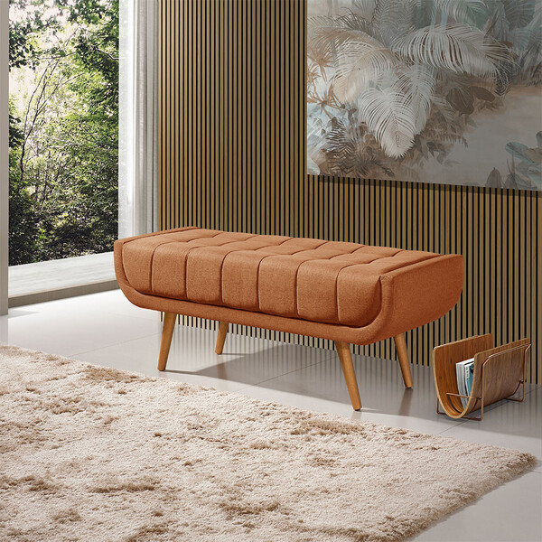 Recamier França 1,30m Com Base Madeira Linho Sofatec