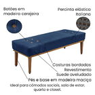 Recamier Genova 195 Cm Luxo Suede Com Madeira Maciça - Ssx Mu