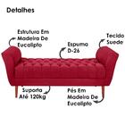Recamier Grecia 150cm Suede Vermelho MPassos