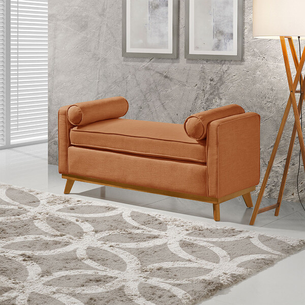 Recamier Italia 1,00m Com Base Madeira Linho Sofatec