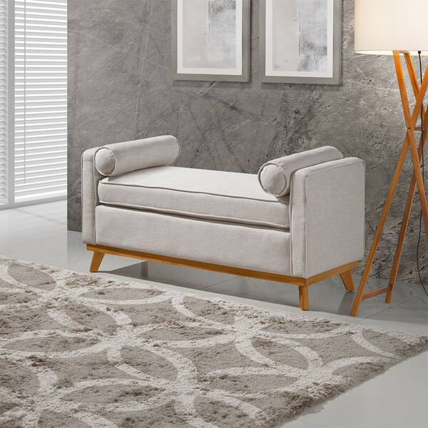 Recamier Italia 1,30m  Com Base Madeira Linho Sofatec