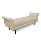 Recamier Olinda Suede Bege 160 Cm Pés Torneados Tabaco - D'ro