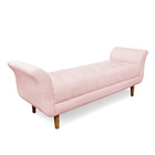 Recamier Olinda Suede Rosa Bebê 160 Cm Pés Chanfrado Castanho